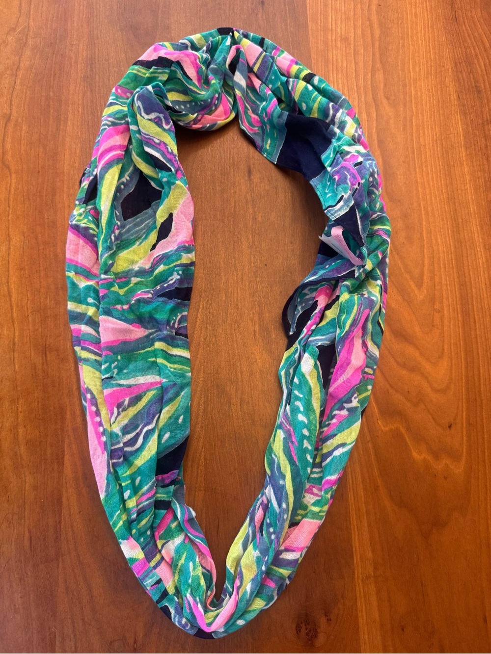 LILLY PULITZER Infinity Loop Scarf Navy & Hot Pink 100% Cotton EUC